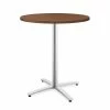 HON Between Round Table, Standing Height X-Base, 36"D, Shaker Cherry Laminate/Textured Silver