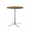 HON Between Round Table, Standing Height X-Base, 36"D, Pinnacle Laminate, Textured Silver Finish