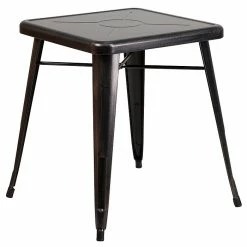 Flash Furniture Square Metal Indoor/Outdoor Table, 27.75" X 27.75", Black/Antique Gold (CH3133029BQ)
