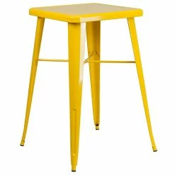 Flash Furniture Square Metal Indoor/Outdoor Bar-Height Table, 24'' X 24'', Yellow (CH31330YL)