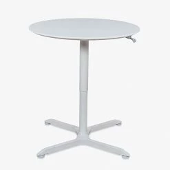 Luxor 32" Round Height Adjustable Café Table, White (LX-PNADJ-32RD)