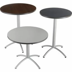 Iceberg CafeWorks 36" Round Bistro Table, Walnut/Silver, 42"H X 36"Diameter -Outlet OFFICE TABLES Store unnamed file 296