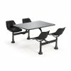 OFM 24" W X 48" L Stainless Steel Group/Cluster Table And Chair, Black