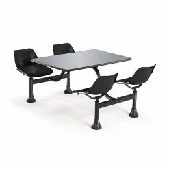 OFM 24" W X 48" L Stainless Steel Group/Cluster Table And Chair, Black