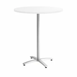Union & Scale™ Workplace2.0™ 36" Round White Bistro Height Table Silver Base