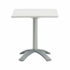 Global Bakhita Standard Height Table, 28.5" X 28.5", Milk/Silver (6785)