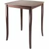 Winsome Inglewood 38.9" X 33.8" X 33.8" Wood Square Curved Top High Table, Antique Walnut