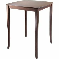 Winsome Inglewood 38.9" X 33.8" X 33.8" Wood Square Curved Top High Table, Antique Walnut