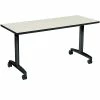 HON Huddle Table, Flip Base, Silver Mesh Laminate, 60"W