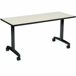 HON Huddle Table, Flip Base, Silver Mesh Laminate, 60"W