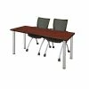 Regency 66"L X 24"W Kee Training Table- Cherry/ Chrome & 2 Apprentice Chairs- Black (MT6624CHPCM09BK)