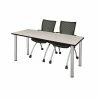 Regency 66"L X 24"W Kee Training Table- Maple/ Chrome & 2 Apprentice Chairs- Black (MT6624PLPCM09BK)