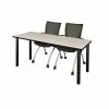 Regency 66"L X 24"W Kee Training Table- Maple/ Black & 2 Apprentice Chairs- Black (MT6624PLPBK09BK)