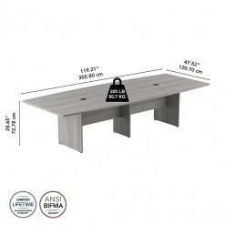 Bush Business Furniture 120W X 48D Boat Shaped Conference Table With Wood Base, Platinum Gray (99TB12048PGK) -Outlet OFFICE TABLES Store unnamed file 5