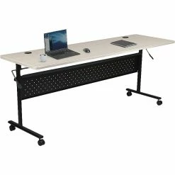 MooreCo Essentials Economy Flipper Training Room Table, 24" X 72", Gray Elm (91184)