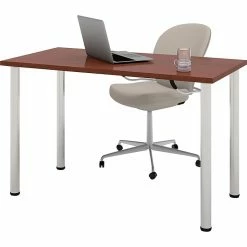 Bestar® 24"x48" Table With Round Metal Legs; Bordeaux