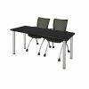 Regency 72"L X 24"W Kee Training Table- Mocha Walnut/ Chrome & 2 Apprentice Chairs- Black (MT7224MWPCM09BK)