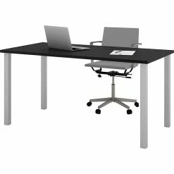 Bestar® 30"x60" Table With Square Metal Legs, Black