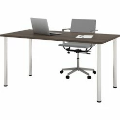 Bestar® 30"x60" Table With Round Metal Legs; Antigua