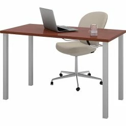 Bestar® 24"x48" Table With Square Metal Legs; Bordeaux