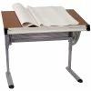 Flash Furniture 45.25"W Drafting Table, Cherry/Pewter (NAN-JN-2433-GG)