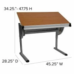 Flash Furniture 45.25"W Drafting Table, Cherry/Pewter (NAN-JN-2433-GG) -Outlet OFFICE TABLES Store unnamed file 703