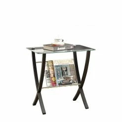 Monarch Specialties Inc. Monarch 24" X 24" X 16" Tempered Glass Magazine Table, Clear