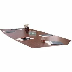 Global Boat-Shaped Conference Table With Slab Base, Mahogany, 29"H X 120"W X 48"D