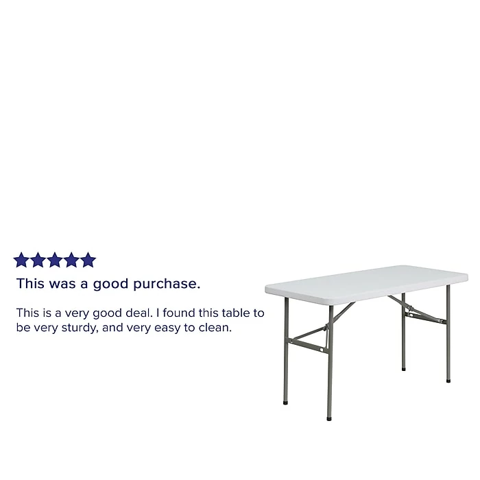 Flash Furniture Folding Table, 48" X 24", White (DAD-YCZ-122-2-GG) 4 Flash Furniture Folding Table, 48" X 24", White (DAD-YCZ-122-2-GG) - Image 4