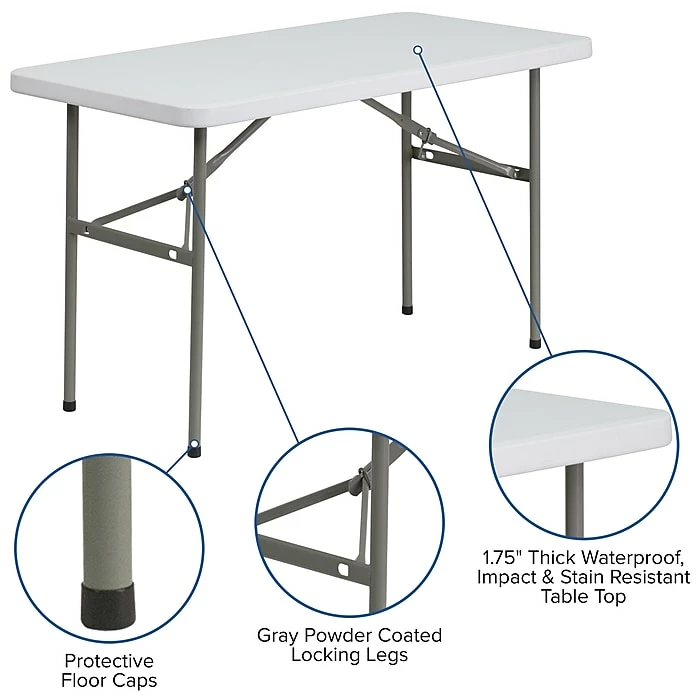 Flash Furniture Folding Table, 48" X 24", White (DAD-YCZ-122-2-GG) 5 Flash Furniture Folding Table, 48" X 24", White (DAD-YCZ-122-2-GG) - Image 5