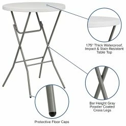 Flash Furniture 43 1/2"H X 31 1/4"L Granite Plastic Bar Height Folding Table, White 12 Flash Furniture 43 1/2"H X 31 1/4"L Granite Plastic Bar Height Folding Table, White -Outlet OFFICE TABLES Store unnamed file 892