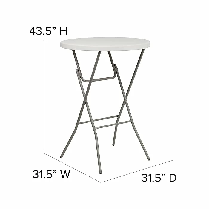 Flash Furniture 43 1/2"H X 31 1/4"L Granite Plastic Bar Height Folding Table, White 6 Flash Furniture 43 1/2"H X 31 1/4"L Granite Plastic Bar Height Folding Table, White - Image 6