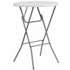 Flash Furniture 31.25" Rnd Granite Wht Plastic Bar Height Fold Table, Gray Powder Coated Cross Legs