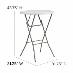 Flash Furniture 31.25" Rnd Granite Wht Plastic Bar Height Fold Table, Gray Powder Coated Cross Legs -Outlet OFFICE TABLES Store unnamed file 901