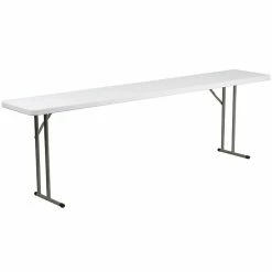 Flash Furniture Folding Table, 96" X 18", White (DAD-YCZ-244-2-GW-GG)