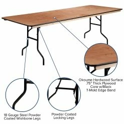 Flash Furniture Folding Table, 96" X 36", Wood Grain (XA-3696-P-GG) -Outlet OFFICE TABLES Store unnamed file 932