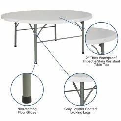 Flash Furniture Folding Table, 71"Dia., White (DAD-183RZ-GG) -Outlet OFFICE TABLES Store unnamed file 955