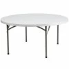 Flash Furniture 59 3/4" Plastic Round Folding Table, Granite White