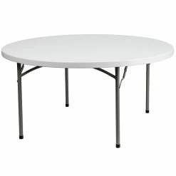 Flash Furniture 59 3/4" Plastic Round Folding Table, Granite White