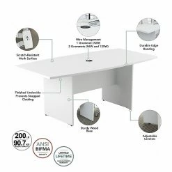 Bush Business Furniture 120W X 48D Boat Shaped Conference Table With Wood Base, Installed, White (99TB12048WHKFA) -Outlet OFFICE TABLES Store unnamed file 97