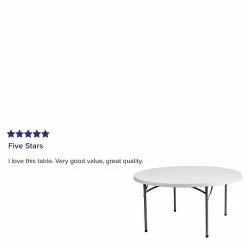 Flash Furniture 59 3/4" Plastic Round Folding Table, Granite White -Outlet OFFICE TABLES Store unnamed file 972