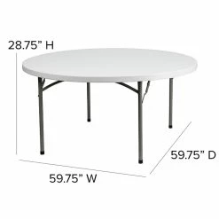 Flash Furniture 59 3/4" Plastic Round Folding Table, Granite White -Outlet OFFICE TABLES Store unnamed file 973
