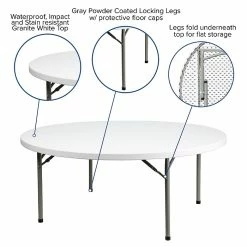 Flash Furniture Folding Table, 71"Dia., White (DAD-YCZ-180R-GW-GG) -Outlet OFFICE TABLES Store unnamed file 995